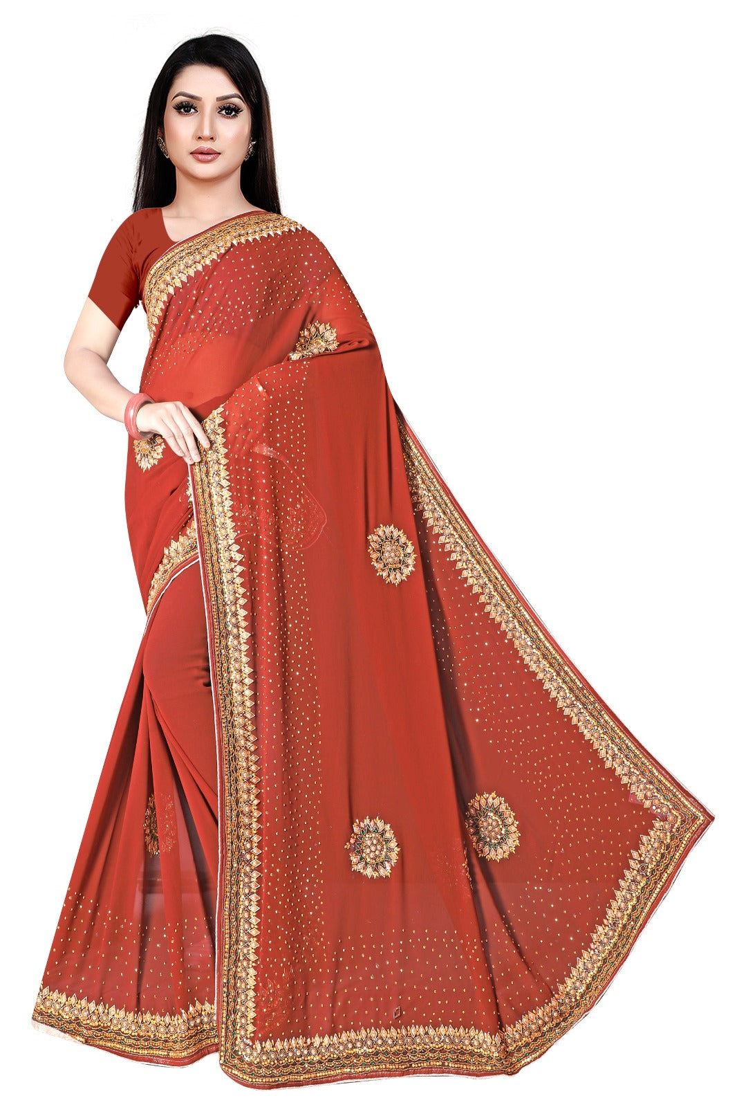 Elegant Garu Color Saree with Beautiful Border – A Perfect Blend of Tradition and Style