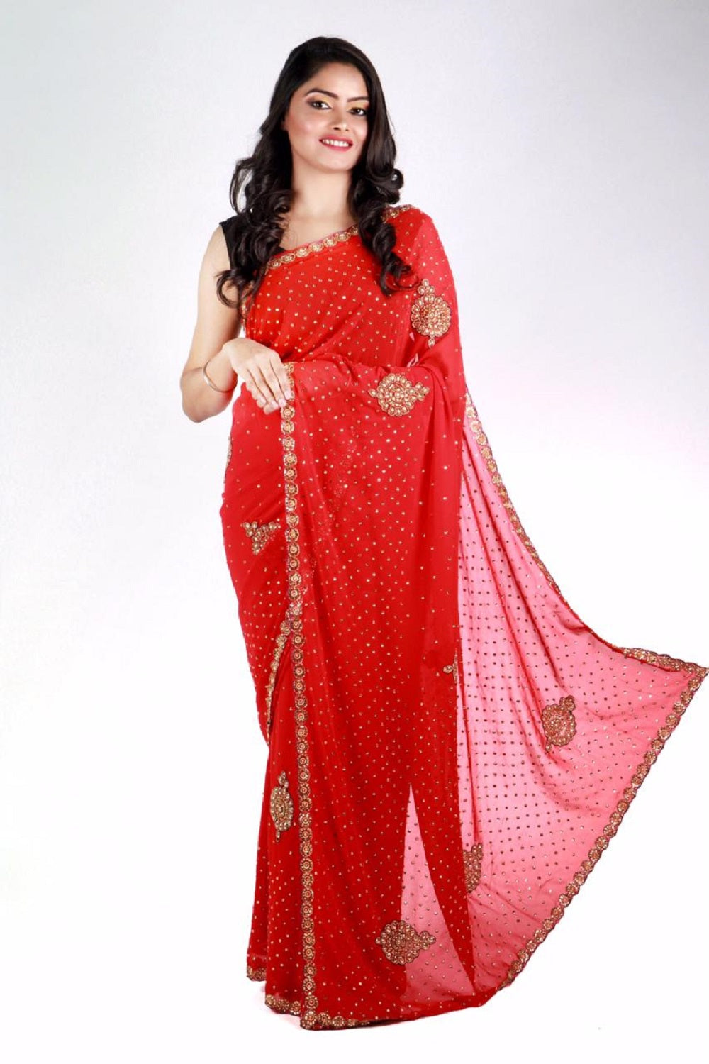 Royal Green Ethnic Saree with Fine Embellishments & Decorative Border